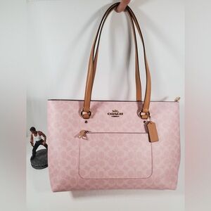 NWT！COACH Station Tote Bag In Signature Canvas powder pink